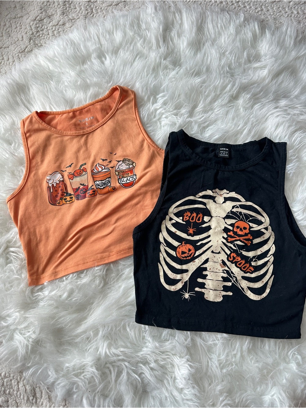 Orange Halloween Graphic Crop Tank Top for Kids